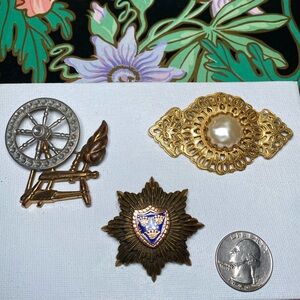 Vintage Brooch Set with Gold and Silver Accents